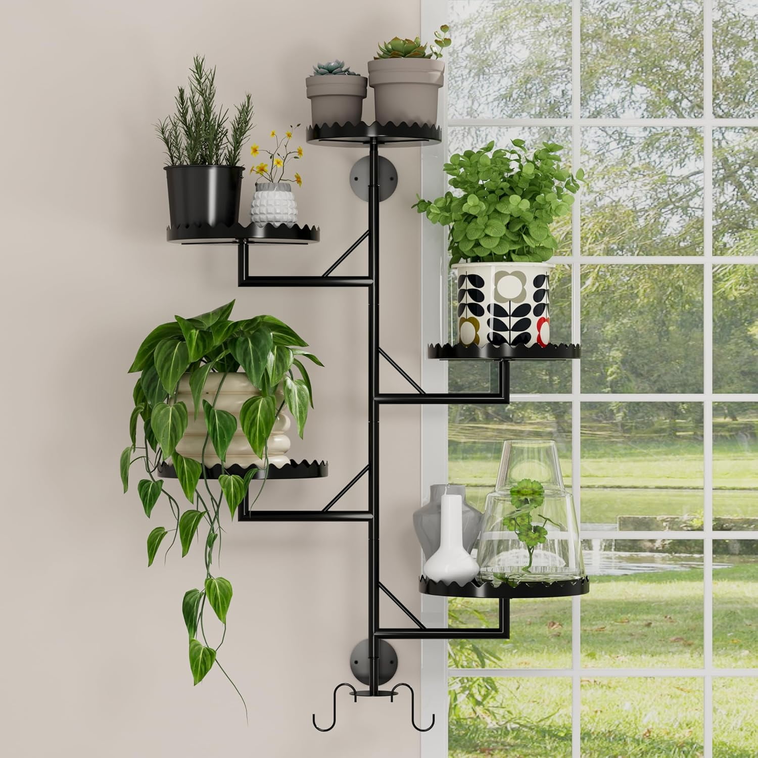 Rotating Window Plant Shelves indoor 5-tier Metal Plant Stand, Wall ...