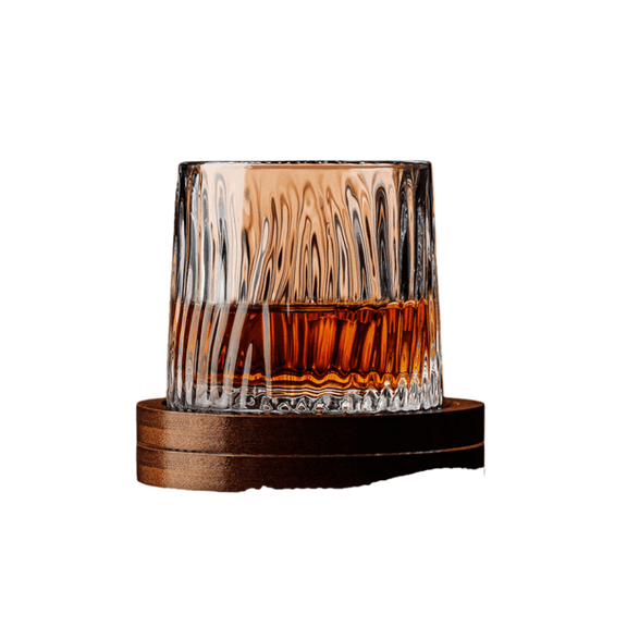 Rotating Wobble Glass Cup with Base, Creative Spinning Tumbler Drinking Glass, Thick Bottom Balanced Design, Clear Glass Water Juice Whiskey Cup for Home & Gift Use