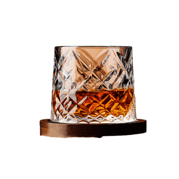 Rotating Wobble Glass Cup with Base, Creative Spinning Tumbler Drinking Glass, Thick Bottom Balanced Design, Clear Glass Water Juice Whiskey Cup for Home & Gift Use