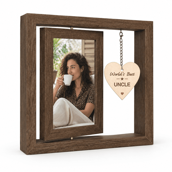 Rotating Wood World's Uncle Picture Frame Birthday Gift