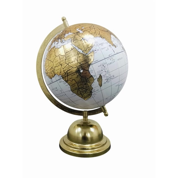 Rotating World Globe 8 Inch With Gold Metal Arc For Education & Learning For Kids & Students, Geography Lovers, Showpiece For Home Decor, Office Desk, Study Table, Gift, Pack Of 1