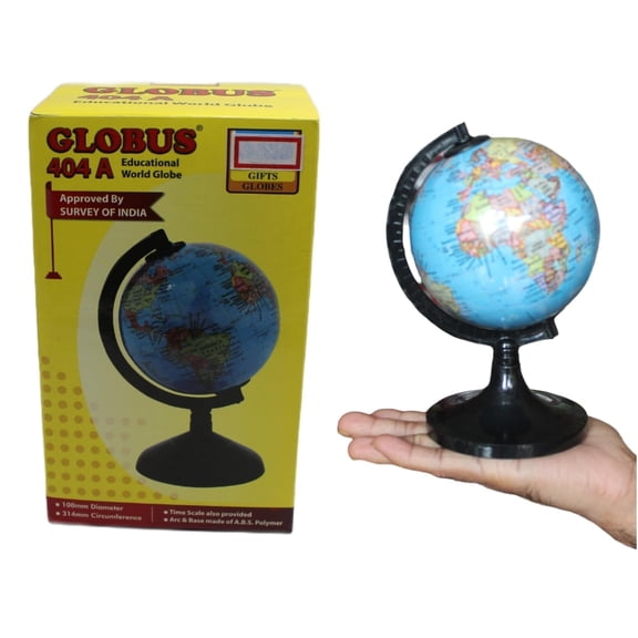 Rotating World Globe For Kids & Students, Educational Political Globe 6.4 Inch With Plastic Base, 1.8 - Inch Diameter, Blue, Desktop Learning Tool For Home, School & Office, Pack Of 1