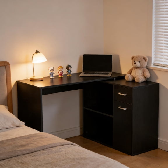 Rotating Writing Desk,Office Corner Desk,L Shaped Computer Desk,Home Office Workstation
