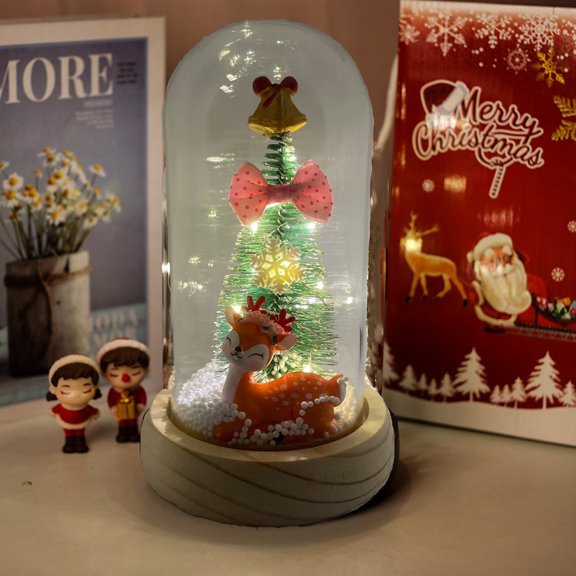 Rotating for Xmas Christmas Tree Gifts for Her Birthday Gifts for Xmas Mom Gift for Christmas,Xmas Tree Light Up Christmas Tree in A Glass Dome,Women Gifts for Christmas,Xmas Present