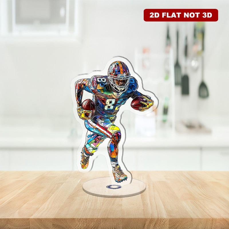 Rotating acrylic display features a vibrant stained glass football ...