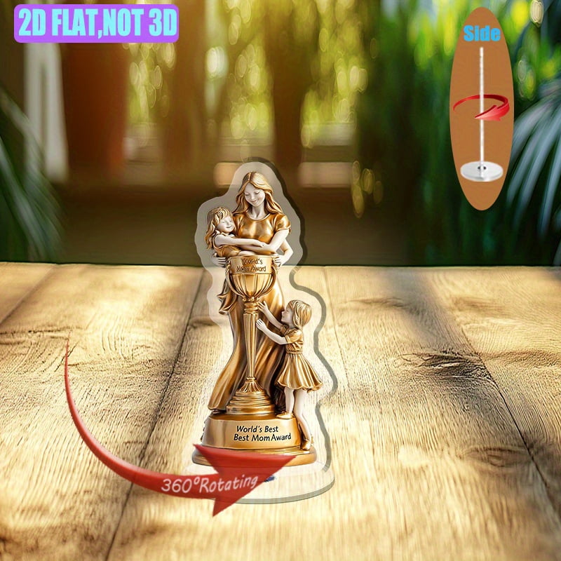 Rotating acrylic display featuring a golden trophy with the inscription ...