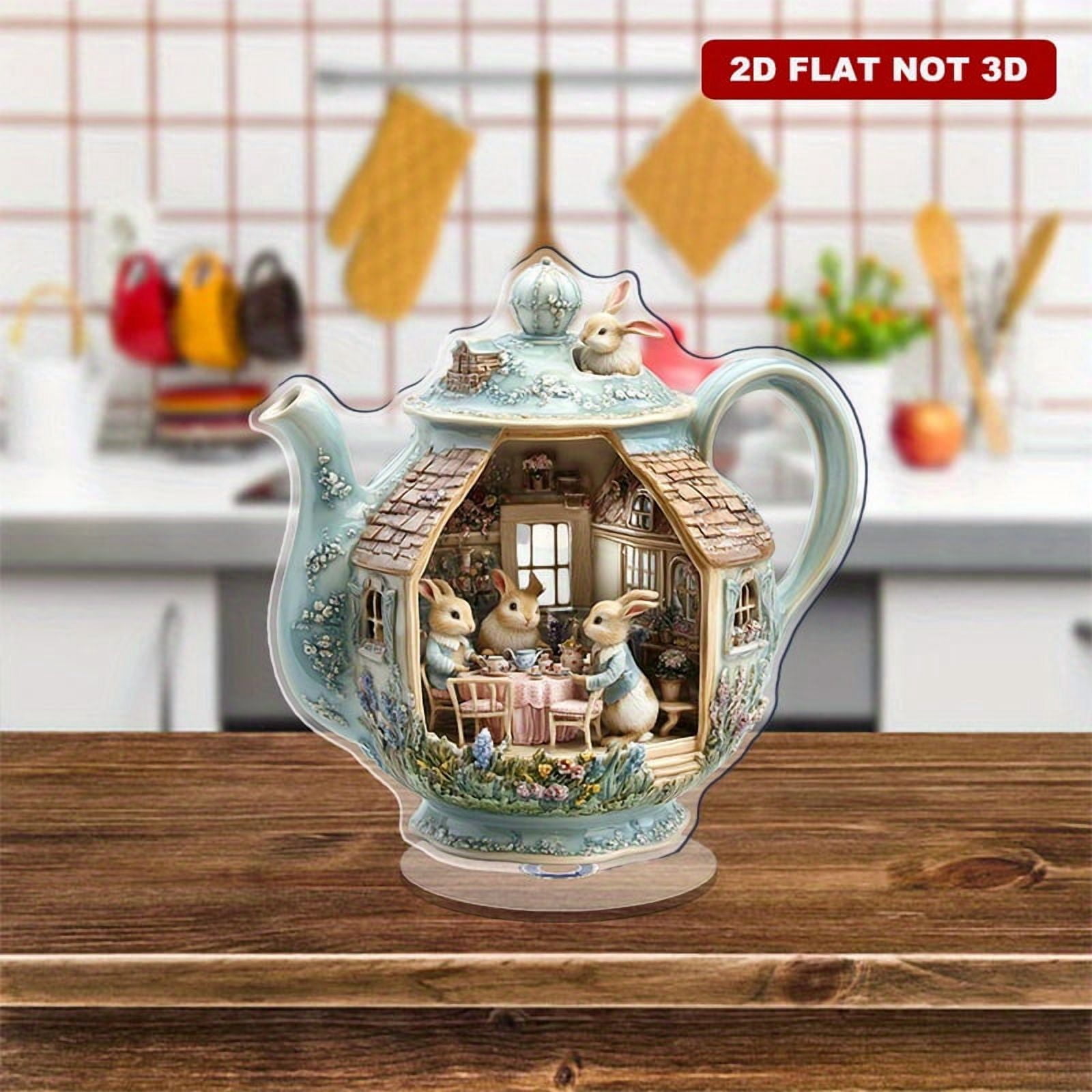 Mini Rabbit Tea Pot Cafe Rotating acrylic display featuring a teapot with Peter Rabbit design ...