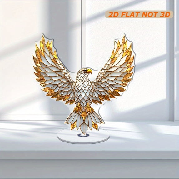 Rotating acrylic display featuring a majestic eagle with intricate ...