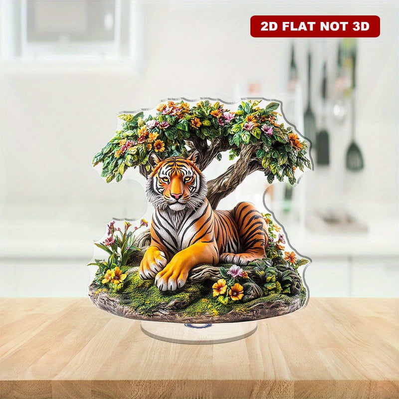 Rotating acrylic display featuring a regal tiger with glowing eyes ...