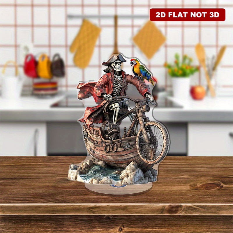 Rotating acrylic display featuring an ultra-realistic pirate skeleton ...