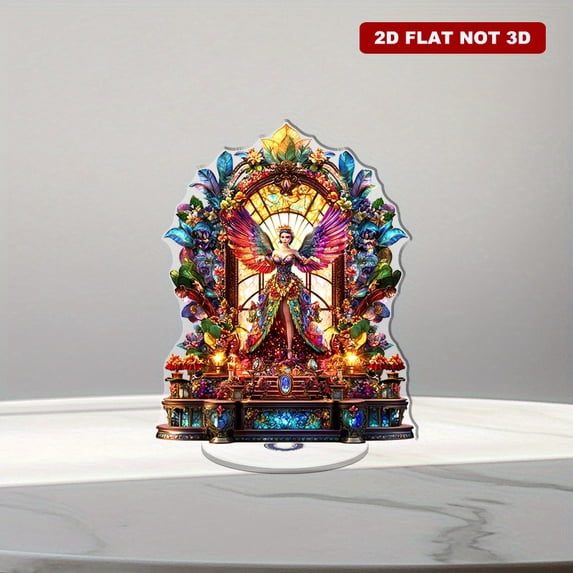 Rotating acrylic ornament features a vibrant Victorian float adorned with flowers, lights, and a samba queen, showcasing intricate details and bright colors