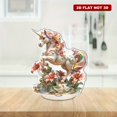thumbnail image 1 of Rotating acrylic ornament featuring a marble unicorn statue among red lilies with a vibrant rainbow horn, dreamy and romantic, ultra-realistic details, 1 of 8