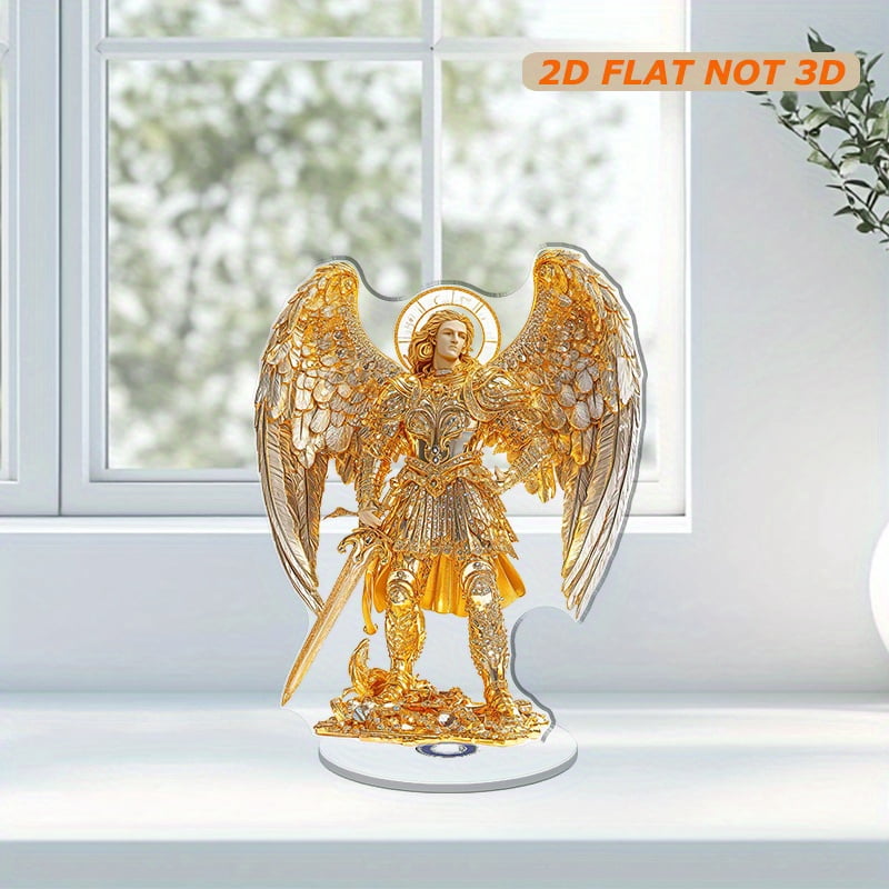 Rotating acrylic ornament of golden St. Michael the Archangel ...
