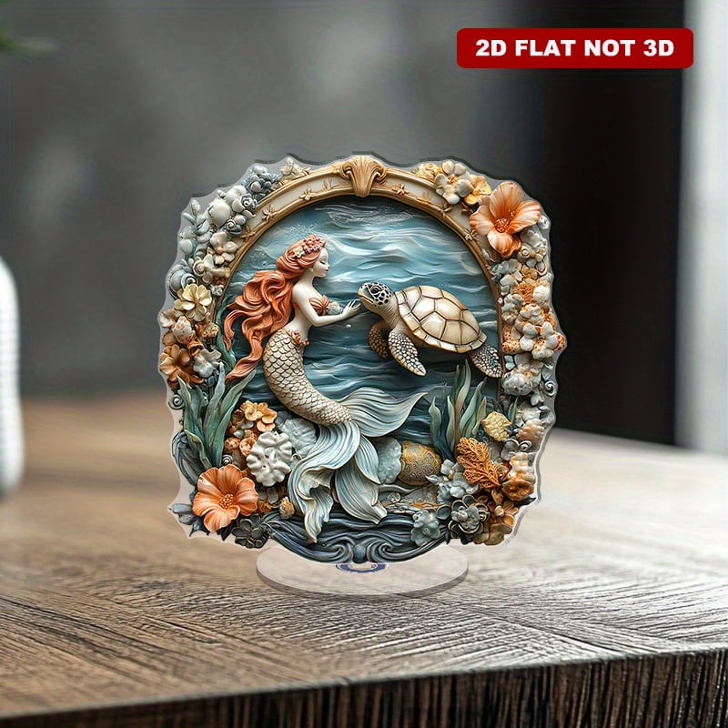 Rotating acrylic sculpture featuring a mermaid, sea turtle, and marine ...