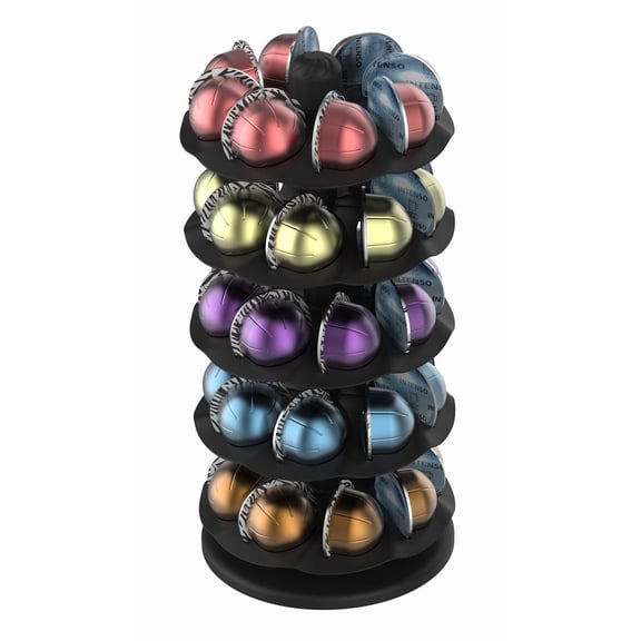 Rotating coffee capsule storage rack, holds up to 40 coffee capsules (black)