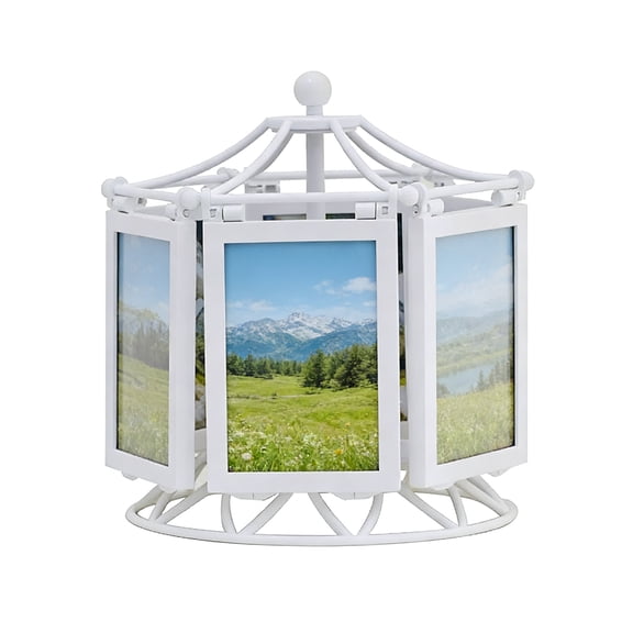 Rotatings Third Wheel Picture Frame Desktop Photo Display Carousels Picture Frame Music Box Holds 6 Small Photo Gift