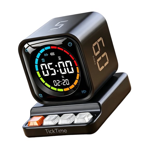 Rotation Timer with Date Display Desktop Time Management Tool with 4 Preset Modes ABS for Desk Organization