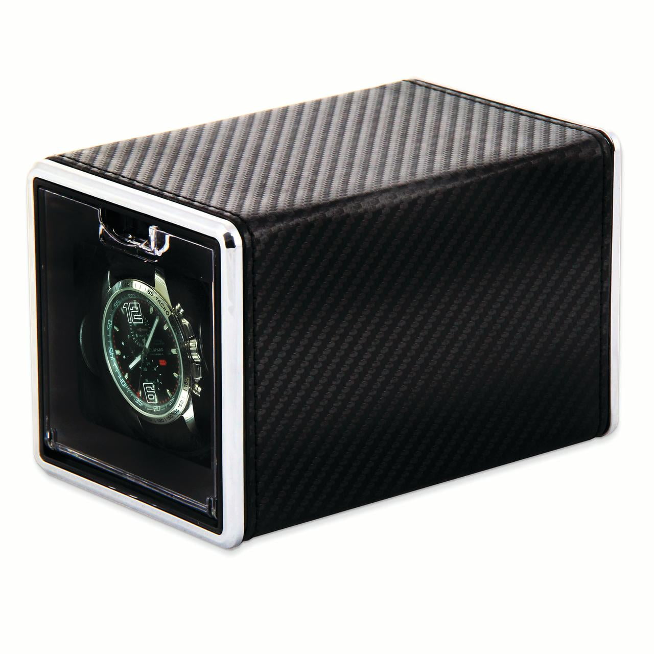 Rotations Carbon Fiber Cloth Covered Metal Single Watch Winder Rotations Carbon Fiber Cloth Covered Metal Single Watch Winder