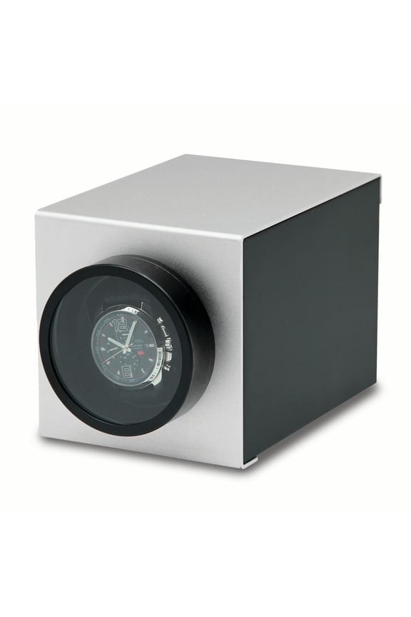 Rotations Silver-tone Aluminum and Wooden Velveteen Lined 1-Watch Winder (AC or Batteries) QGM13125