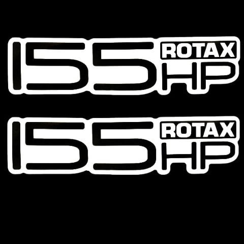 Rotax Boat Brand Decal | 155 HP Black / White 7 5/8 x 1 7/8 Inch 2PC