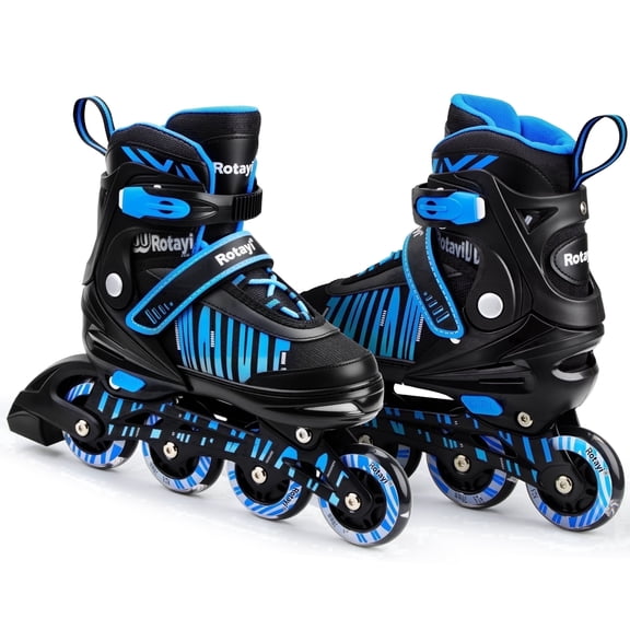 TaroKitc Adjustable Inline Skates for Kids and Adult, Girls, Boys with All Light up Wheels, Blue(Size 10C-13C)