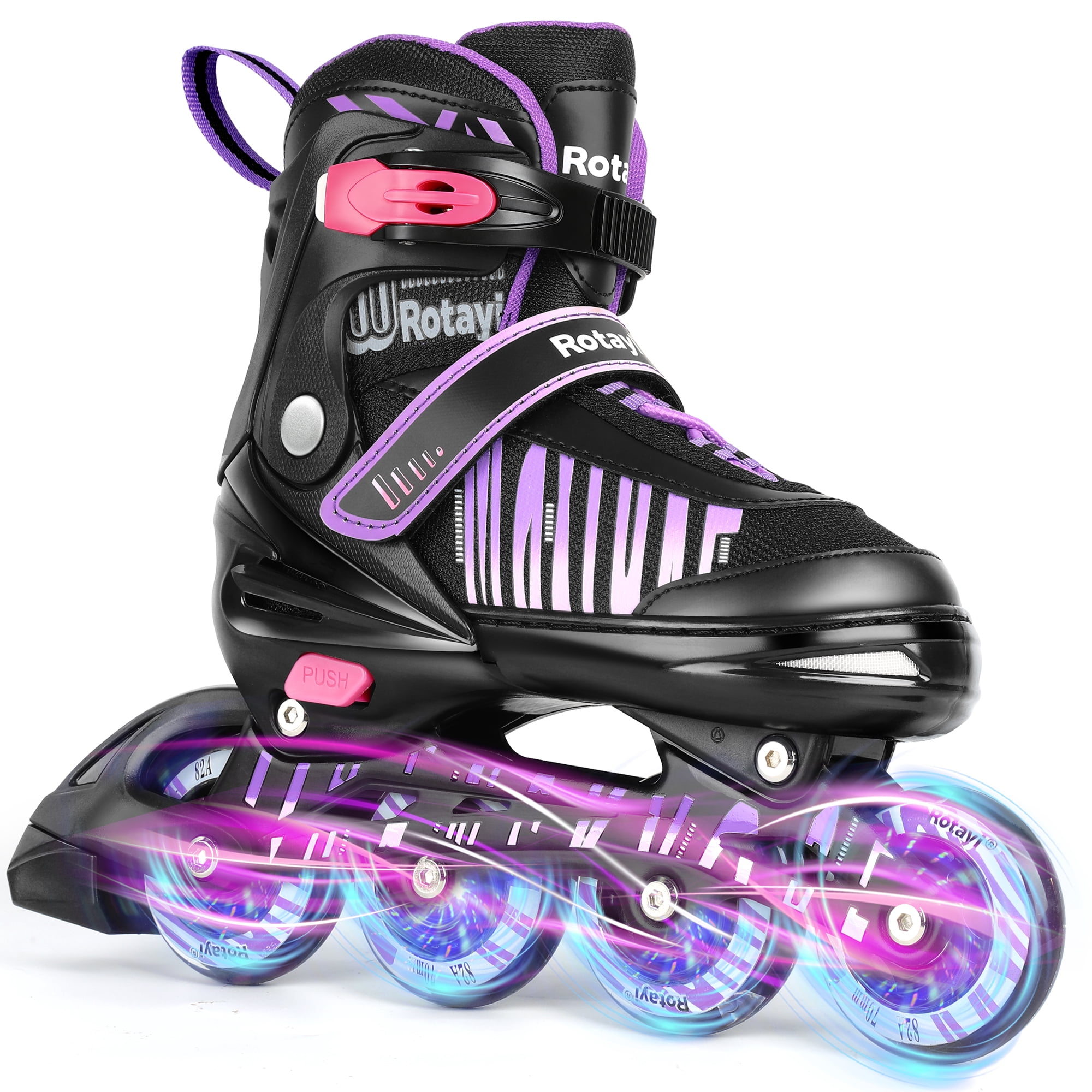TaroKitc Adjustable Inline Skates for Kids and Adult, Girls, Boys with All Light up Wheels, Purple(Size 10C-13C)