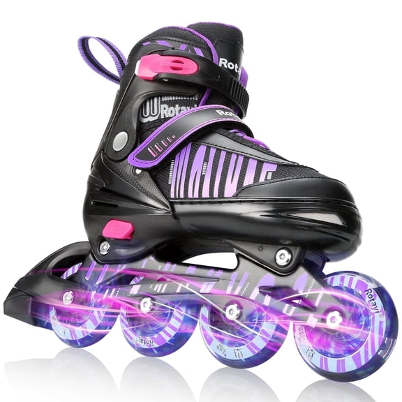 TaroKitc Adjustable Inline Skates for Kids and Adult, Girls, Boys with All Light up Wheels, Purple(Size 9-12 Women/8-11 Men)
