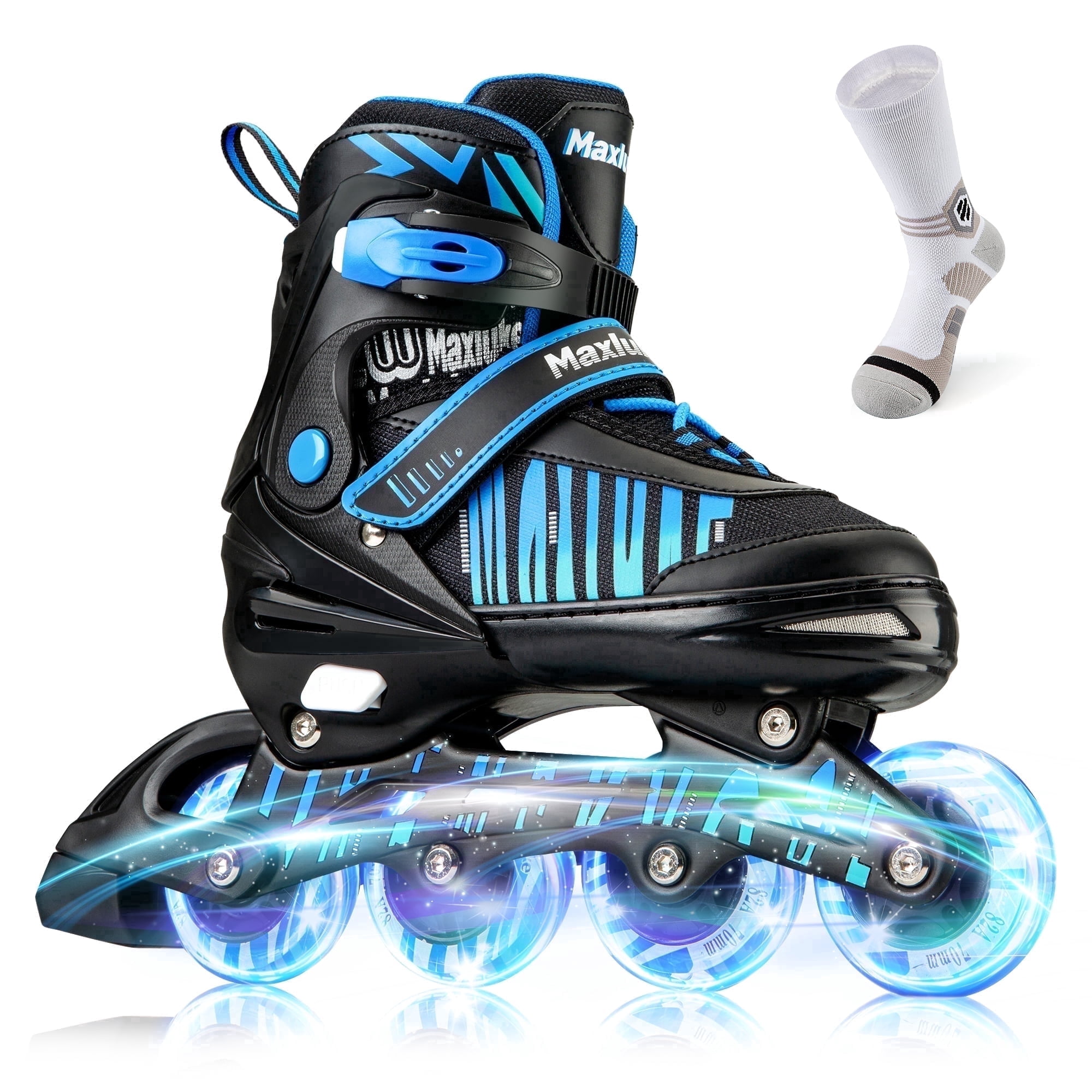TaroKitc Adjustable Inline Skates with All Light Up Wheels for Kids, Girls and Boys, Size 4-7