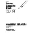 thumbnail image 1 of Instruction Manual ONLY for Rotel RD-15F Cassette Deck Owners Instruction Manual REPRINT, 1 of 1