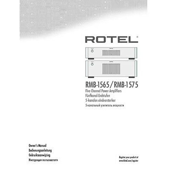 Instruction Manual ONLY for Rotel RMB-1575 Amplifier Owners Manual REPRINT