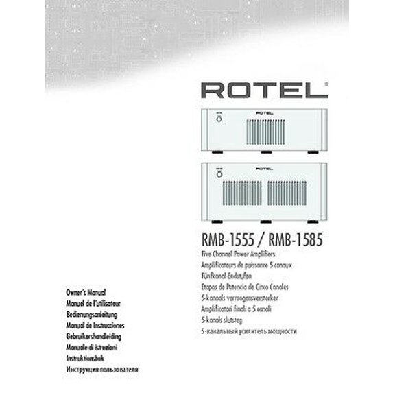 Instruction Manual ONLY for Rotel RMB-1585 Amplifier Owners Instruction Manual REPRINT