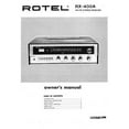 thumbnail image 1 of Instruction Manual ONLY for Rotel RX-400A Receiver Owners Instruction Manual REPRINT, 1 of 1