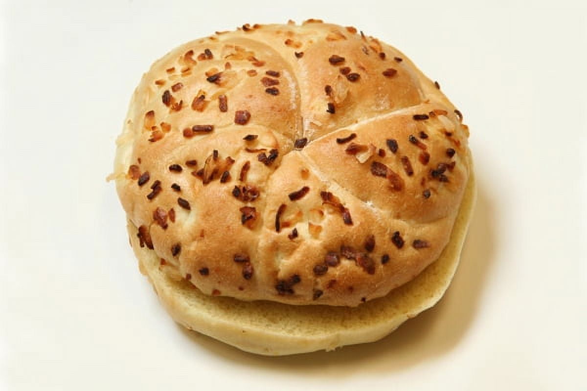 Rotellas Onion Kaiser Hamburger Bun, 4 inch 48 per case.
