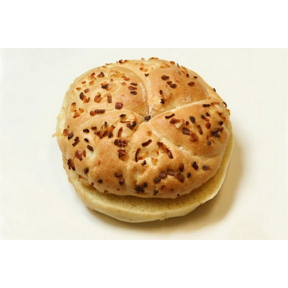 Rotellas Onion Kaiser Hamburger Bun, 4 inch - 48 per case.