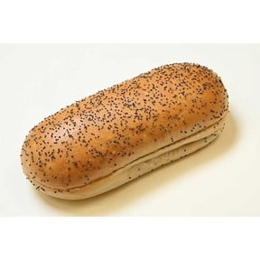 Rotellas Poppy Hinged Sliced Hot Dog Bun, 5.5 inch Length - 6 per pack -- 9 packs per case.