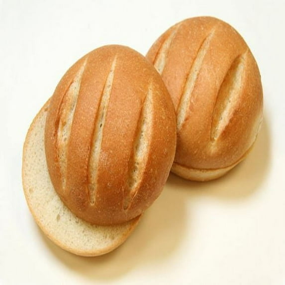Rotellas White Gourmet Split Top Hamburger Bun, 4 inch 48 per case.