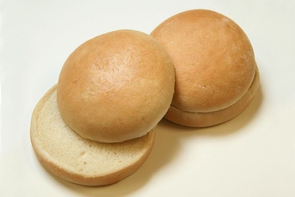 Rotellas White Small Hamburger Bun, 2 inch Height - 12 per pack - 5 packs per case.