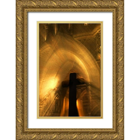 Rotenberg, Nancy 11x14 Gold Ornate Wood Framed with Double Matting Museum Art Print Titled - Mexico Abstract of cross in front of church