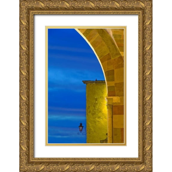 Rotenberg, Nancy 11x14 Gold Ornate Wood Framed with Double Matting Museum Art Print Titled - Mexico, Evening sky and light on church archway