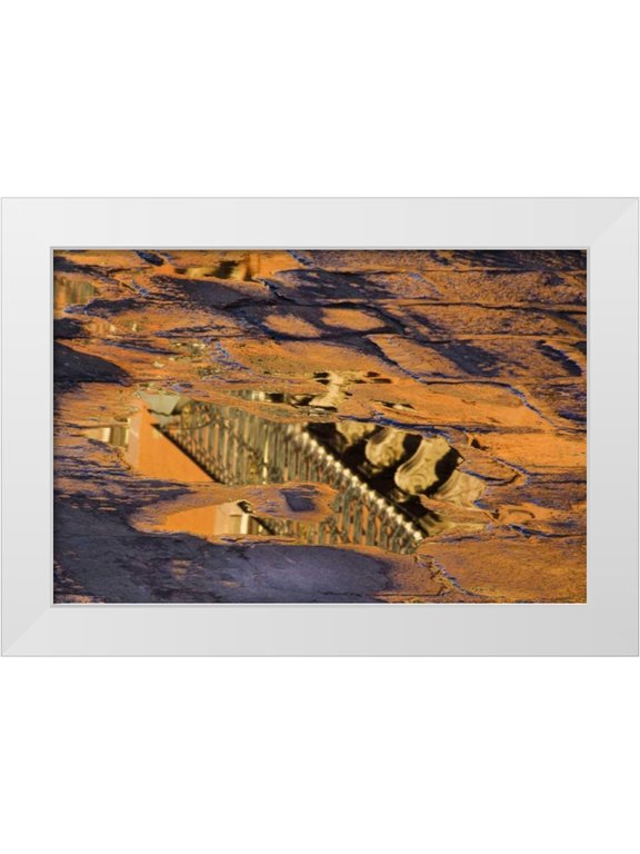 Rotenberg, Nancy 14x11 White Modern Wood Framed Museum Art Print Titled - Mexico Cobblestone street with puddles of water