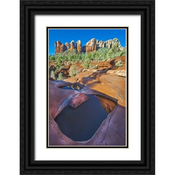 Rotenberg, Nancy 17x24 Black Ornate Wood Framed with Double Matting Museum Art Print Titled - USA, Arizona, Sedona Water pools in rock