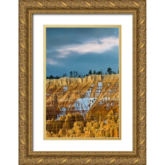 Rotenberg, Nancy 23x32 Gold Ornate Wood Framed with Double Matting Museum Art Print Titled - UT, Bryce Canyon Autumn snow and hoodoos
