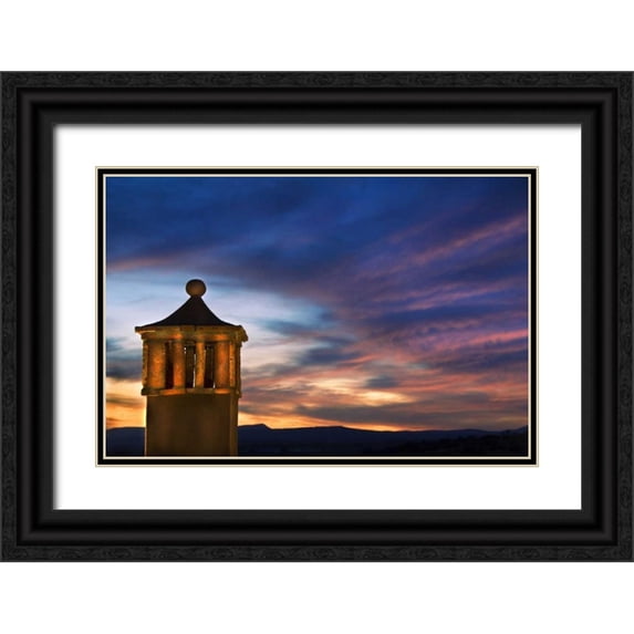 Rotenberg, Nancy 24x17 Black Ornate Wood Framed with Double Matting Museum Art Print Titled - Mexico Sunset over building tower