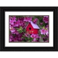 thumbnail image 1 of Rotenberg, Nancy 32x23 Black Ornate Wood Framed with Double Matting Museum Art Print Titled - Birdhouse and Azaleas in Garden, 1 of 4