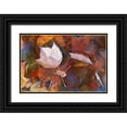 thumbnail image 1 of Rotenberg, Nancy 32x23 Black Ornate Wood Framed with Double Matting Museum Art Print Titled - Northeast, Fall leaves in puddle with reflections, 1 of 4