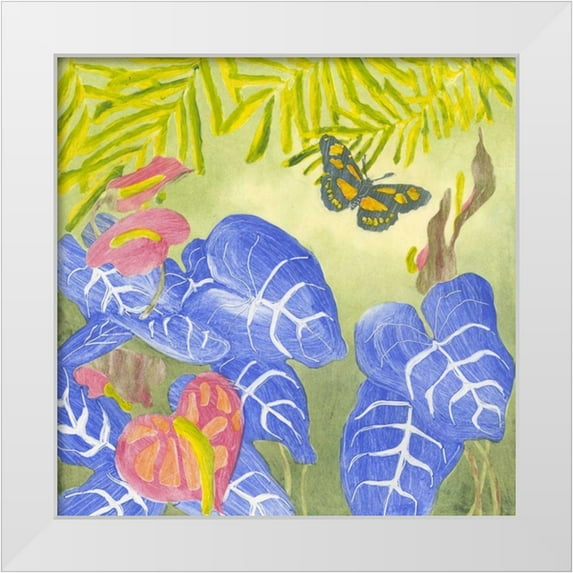 Roth, Carolyn 20x20 White Modern Wood Framed Museum Art Print Titled - Tropical Monotype III