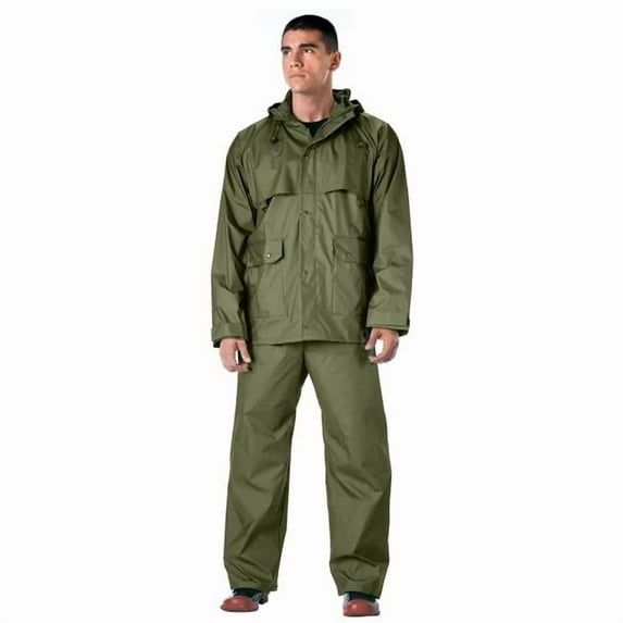 Rothco 15990 2 Piece Microlite PVC Rainsuit, Olive Drab - 2XL