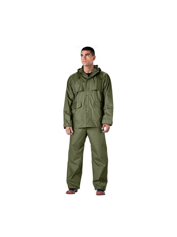 15988 2 Piece Microlite PVC Rainsuit, Olive Drab - Large