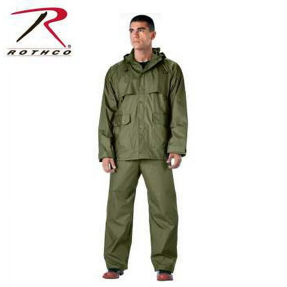 Rothco 15987 2 Piece Microlite PVC Rainsuit, Olive Drab - Medium