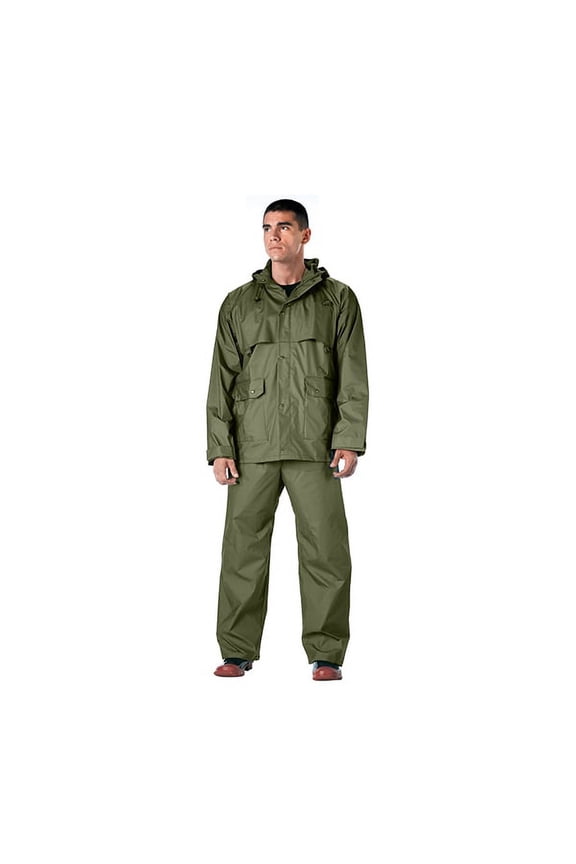 15989 2 Piece Microlite PVC Rainsuit, Olive Drab - Extra Large